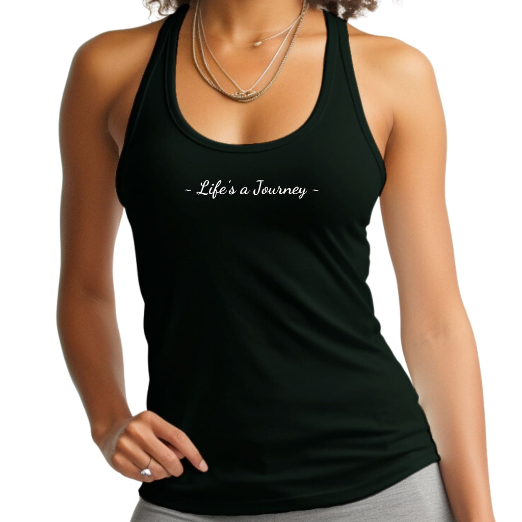 Womens Fitness Tank Top Graphic T-shirt Life’s a Journey White Print