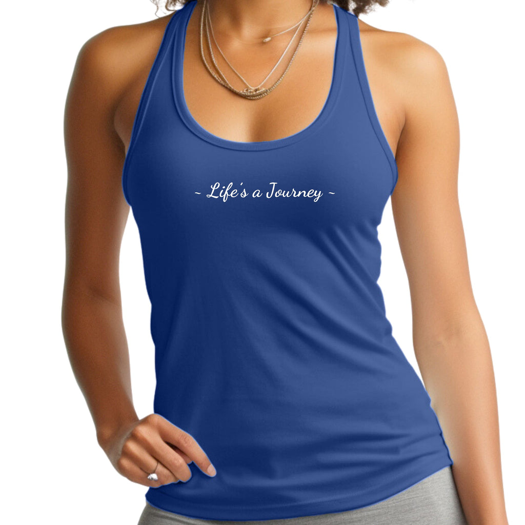 Womens Fitness Tank Top Graphic T-shirt Life’s a Journey White Print