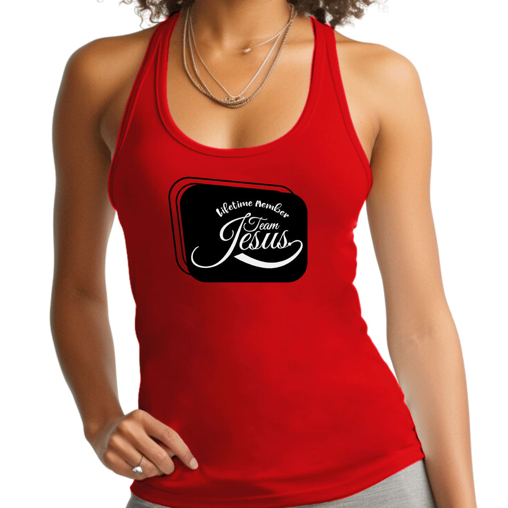 Womens Fitness Tank Top Graphic T-shirt - Lifetime Member Team Jesus