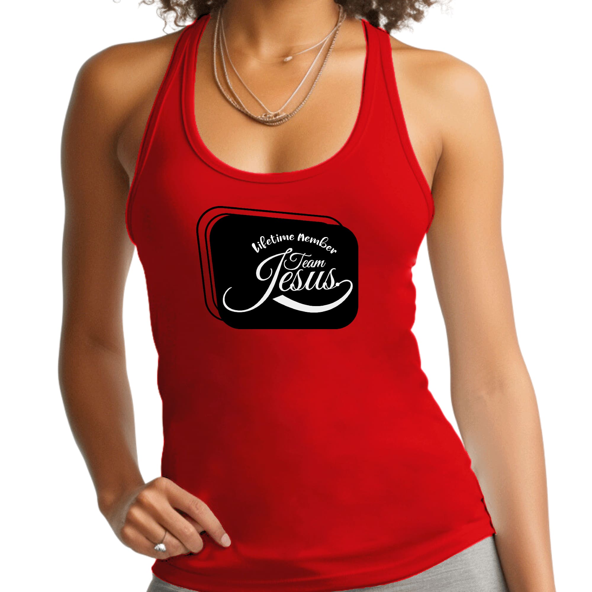 Womens Fitness Tank Top Graphic T-shirt - Lifetime Member Team Jesus