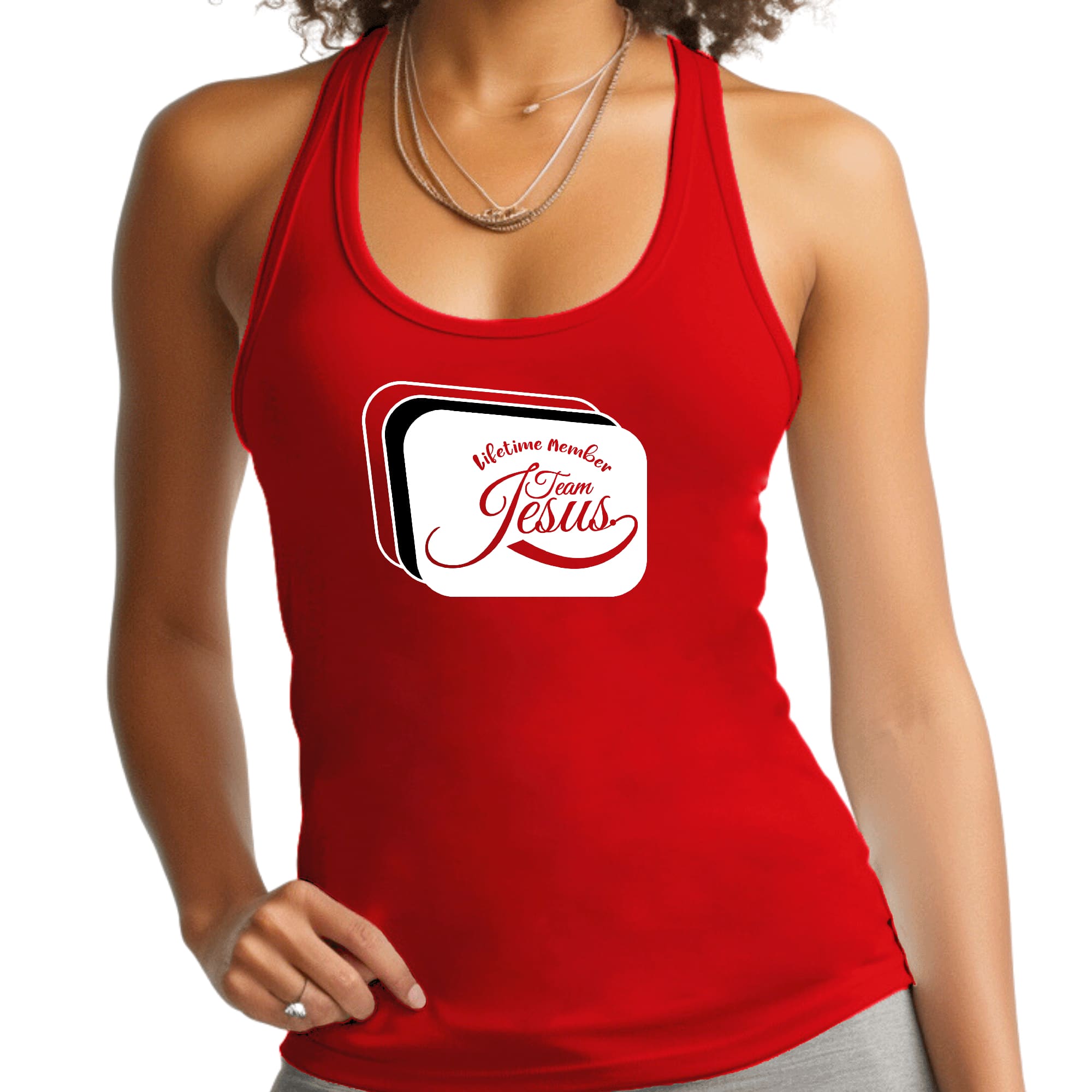 Womens Fitness Tank Top Graphic T-shirt Lifetime Member Team Jesus