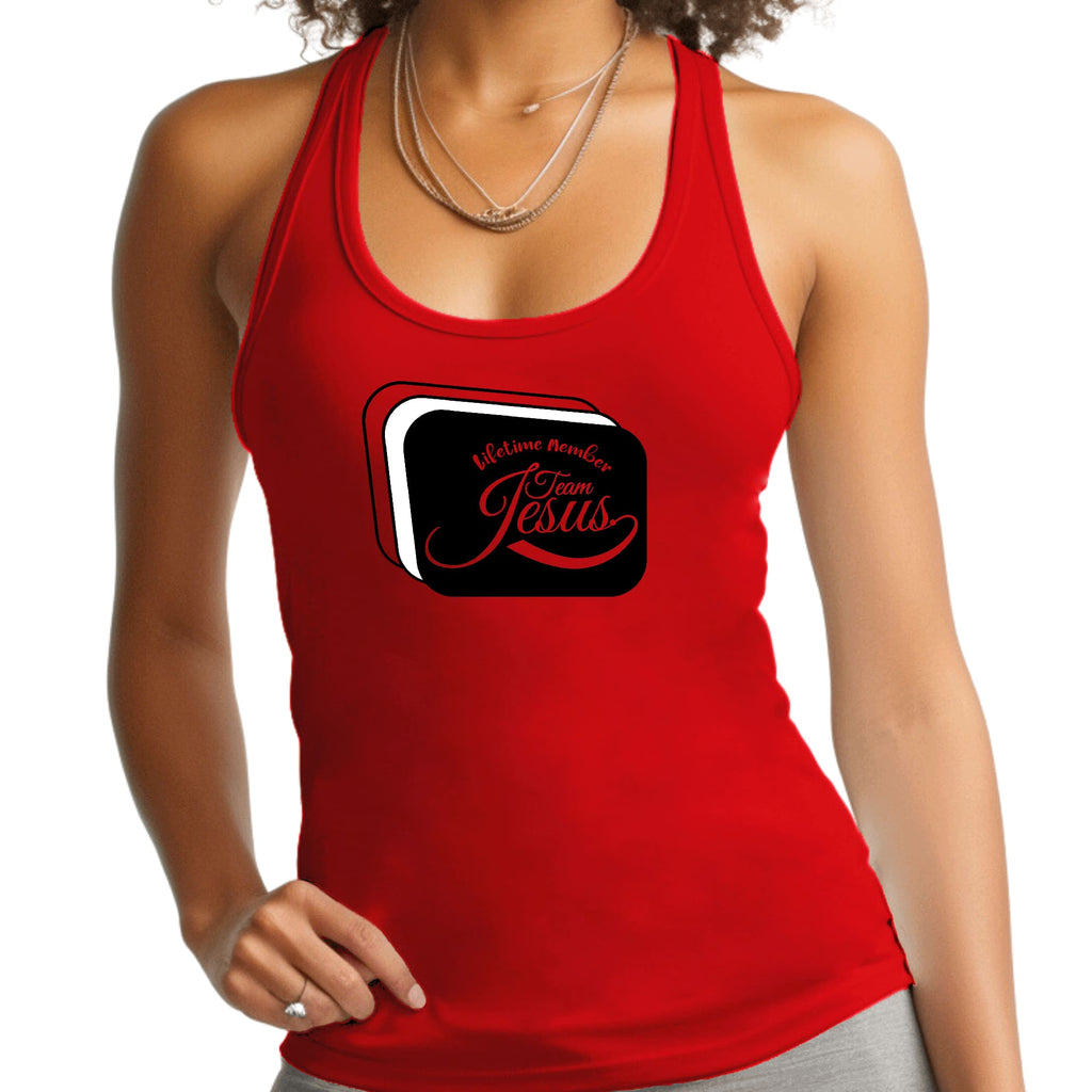 Womens Fitness Tank Top Graphic T-shirt - Lifetime Member Team Jesus