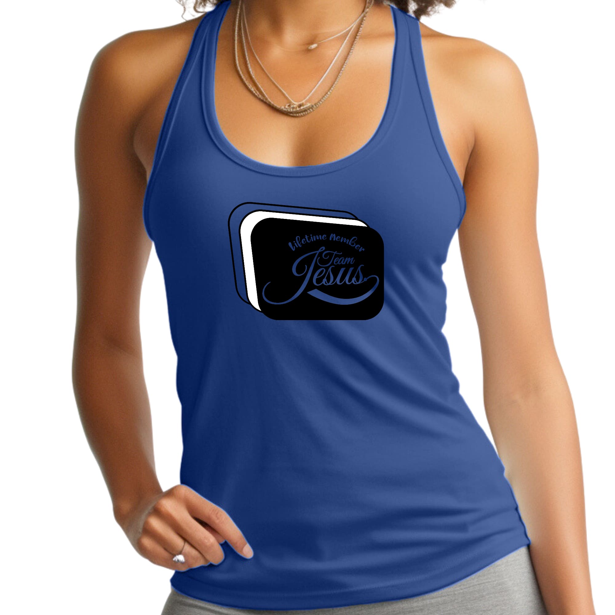 Womens Fitness Tank Top Graphic T-shirt - Lifetime Member Team Jesus