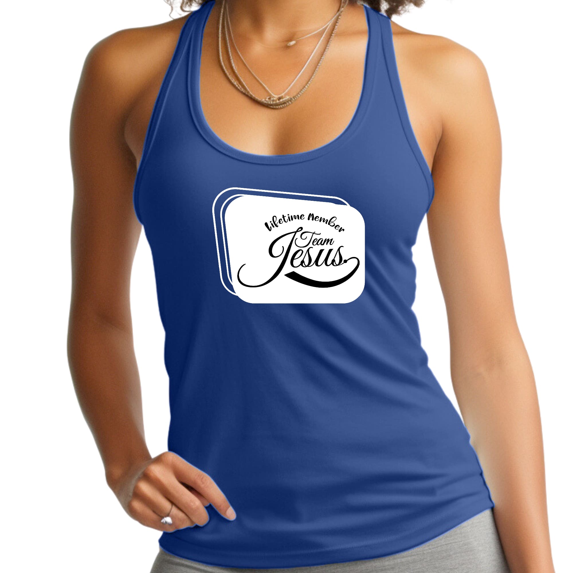 Womens Fitness Tank Top Graphic T-shirt Lifetime Member Team Jesus