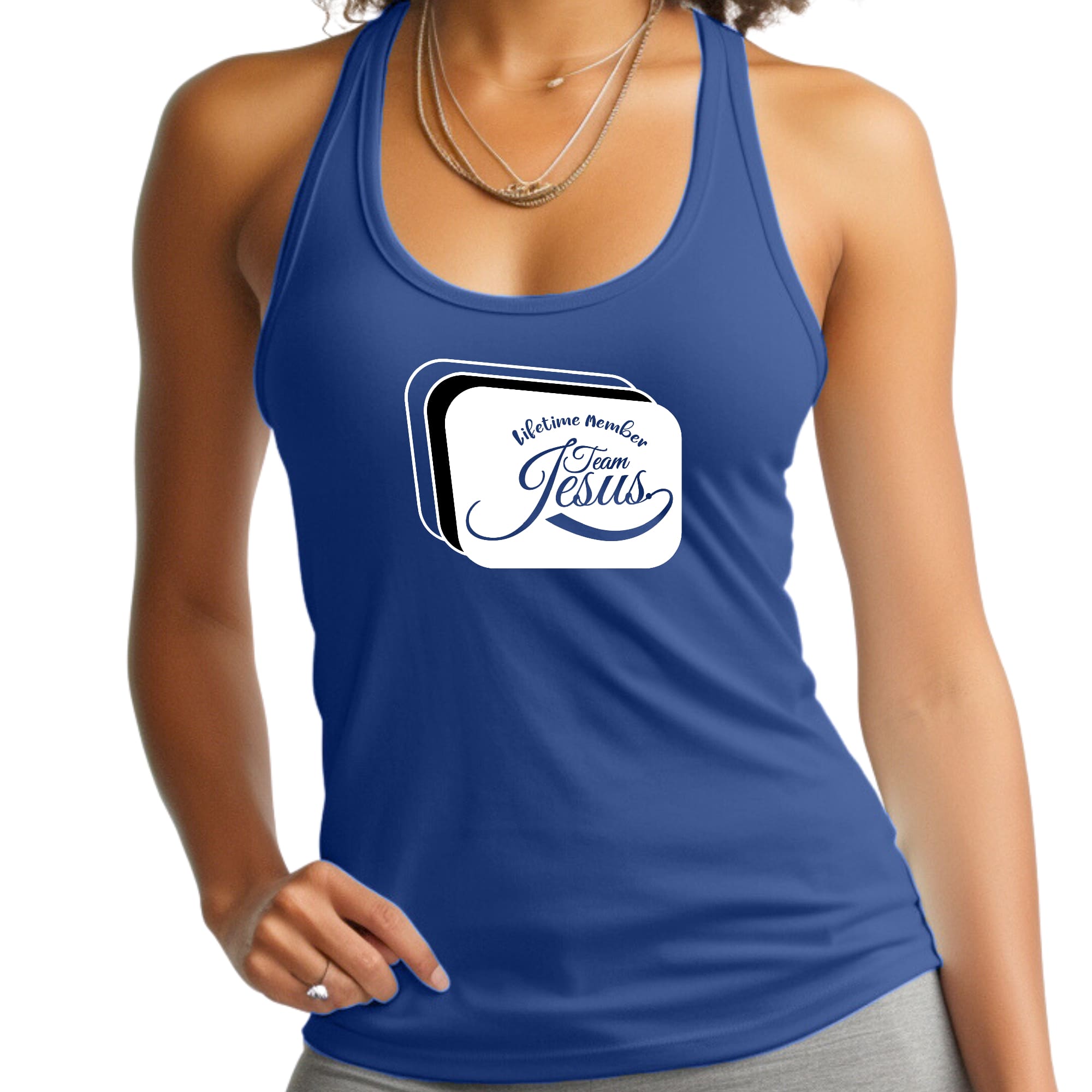 Womens Fitness Tank Top Graphic T-shirt Lifetime Member Team Jesus