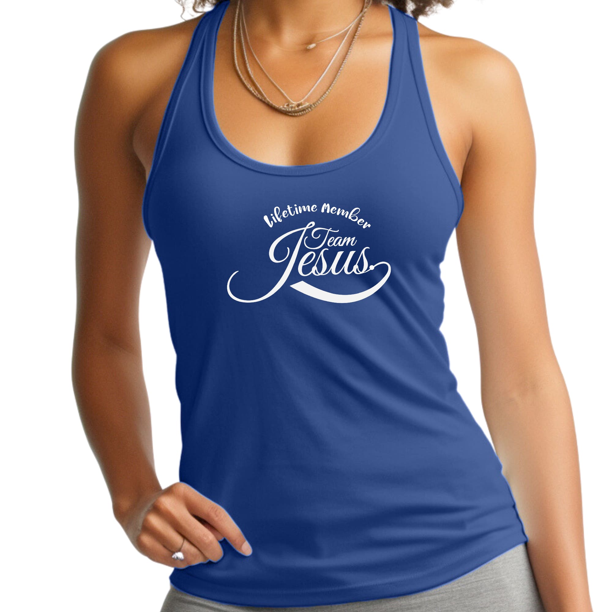 Womens Fitness Tank Top Graphic T-shirt Lifetime Member Team Jesus