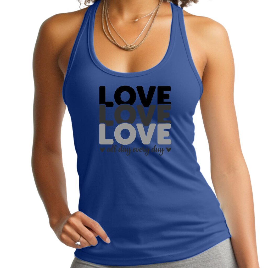 Womens Fitness Tank Top Graphic T-shirt Love All Day Every Day Black