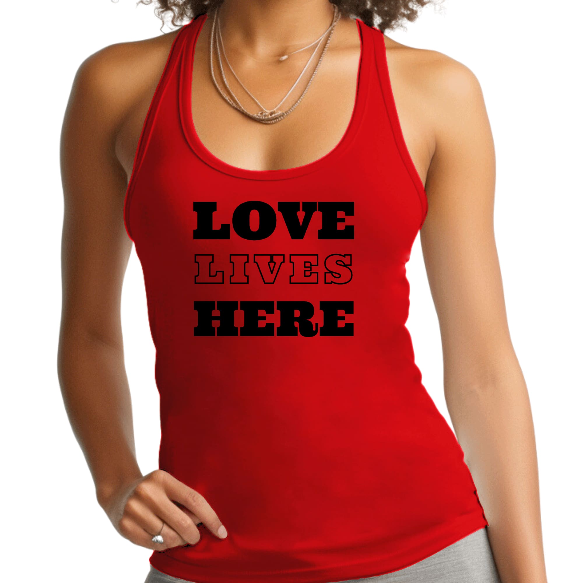 Womens Fitness Tank Top Graphic T-shirt - Love Lives Here
