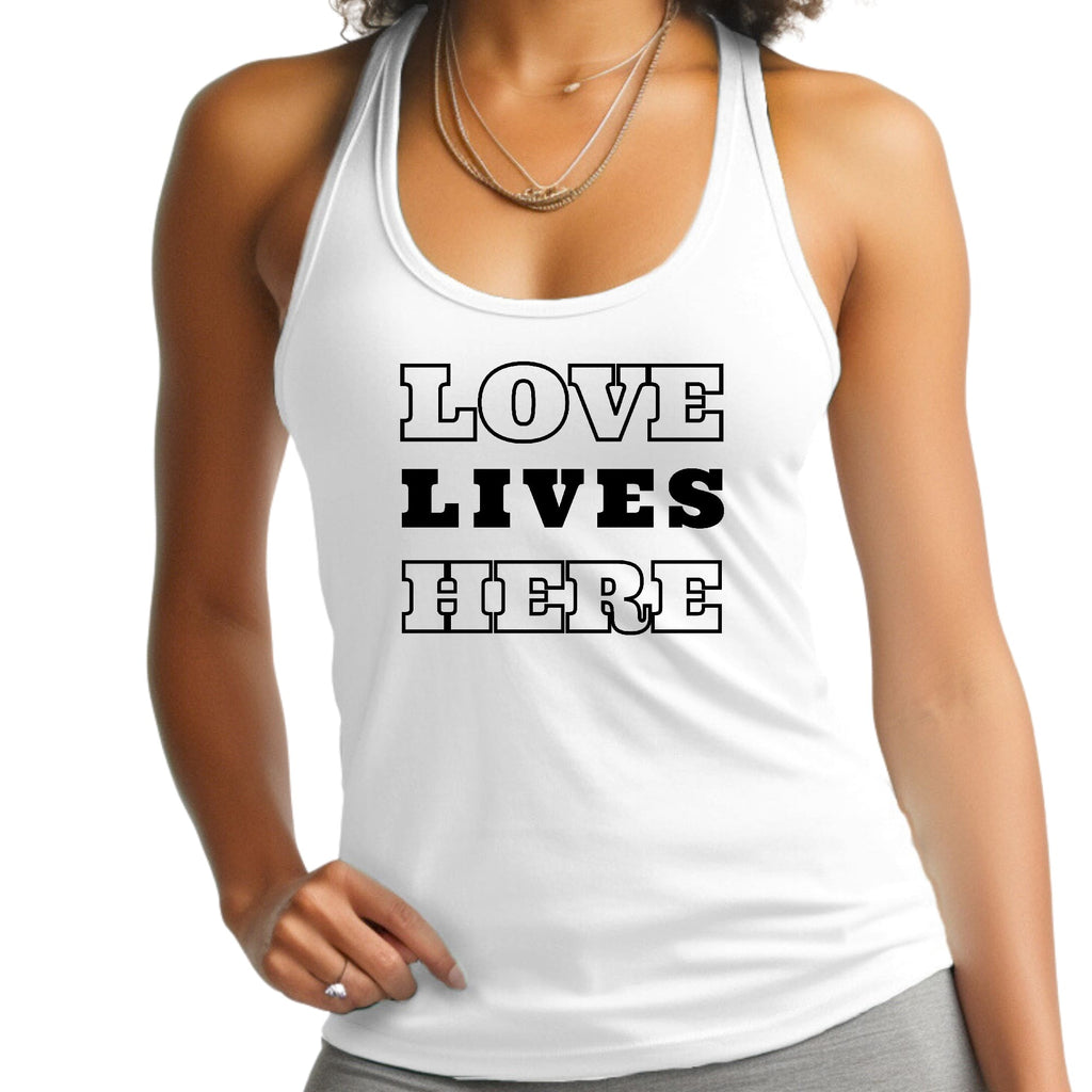 Womens Fitness Tank Top Graphic T-shirt - Love Lives Here