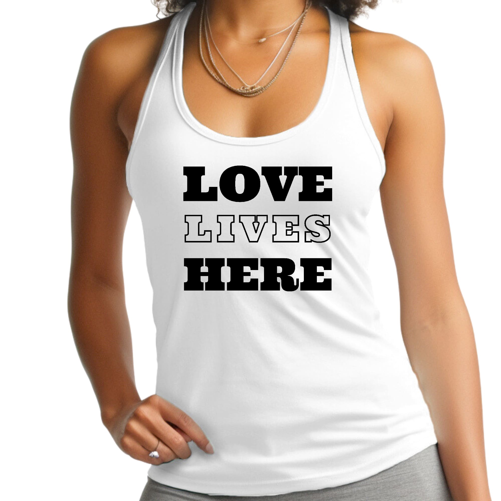 Womens Fitness Tank Top Graphic T-shirt - Love Lives Here