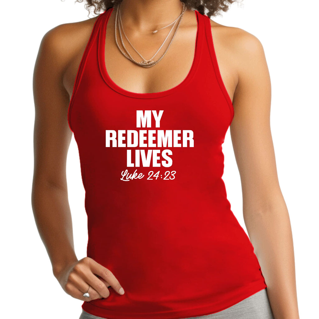 Womens Fitness Tank Top Graphic T-shirt my Redeemer Lives Print