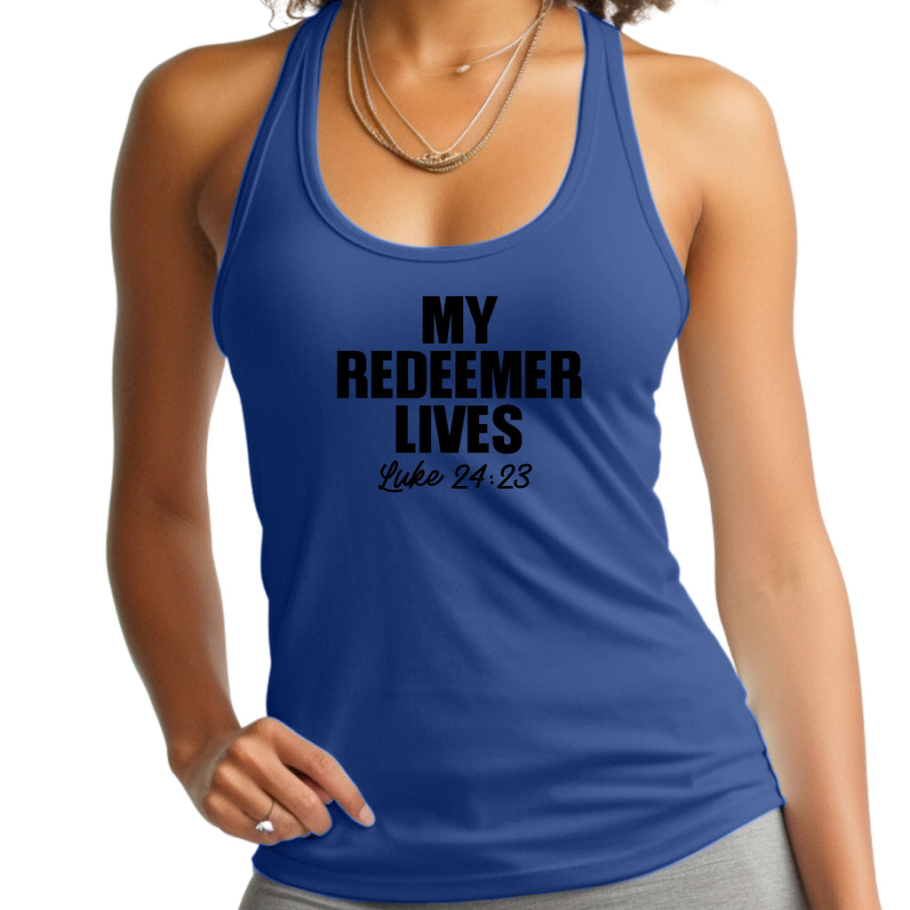 Womens Fitness Tank Top Graphic T-shirt - my Redeemer Lives Print