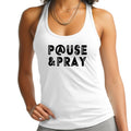 Womens Fitness Tank Top Graphic T-shirt - Pause and Pray Black