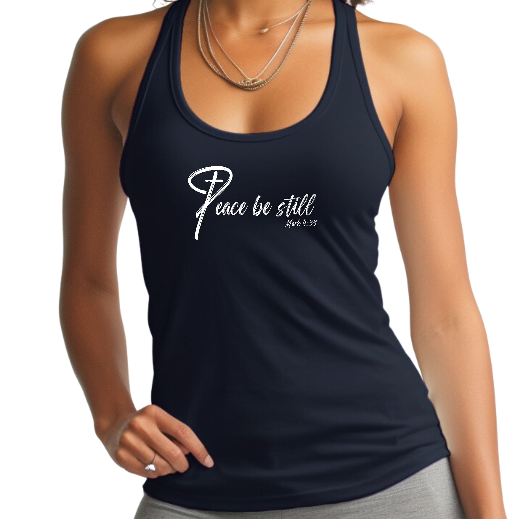 Womens Fitness Tank Top Graphic T-shirt Peace be Still
