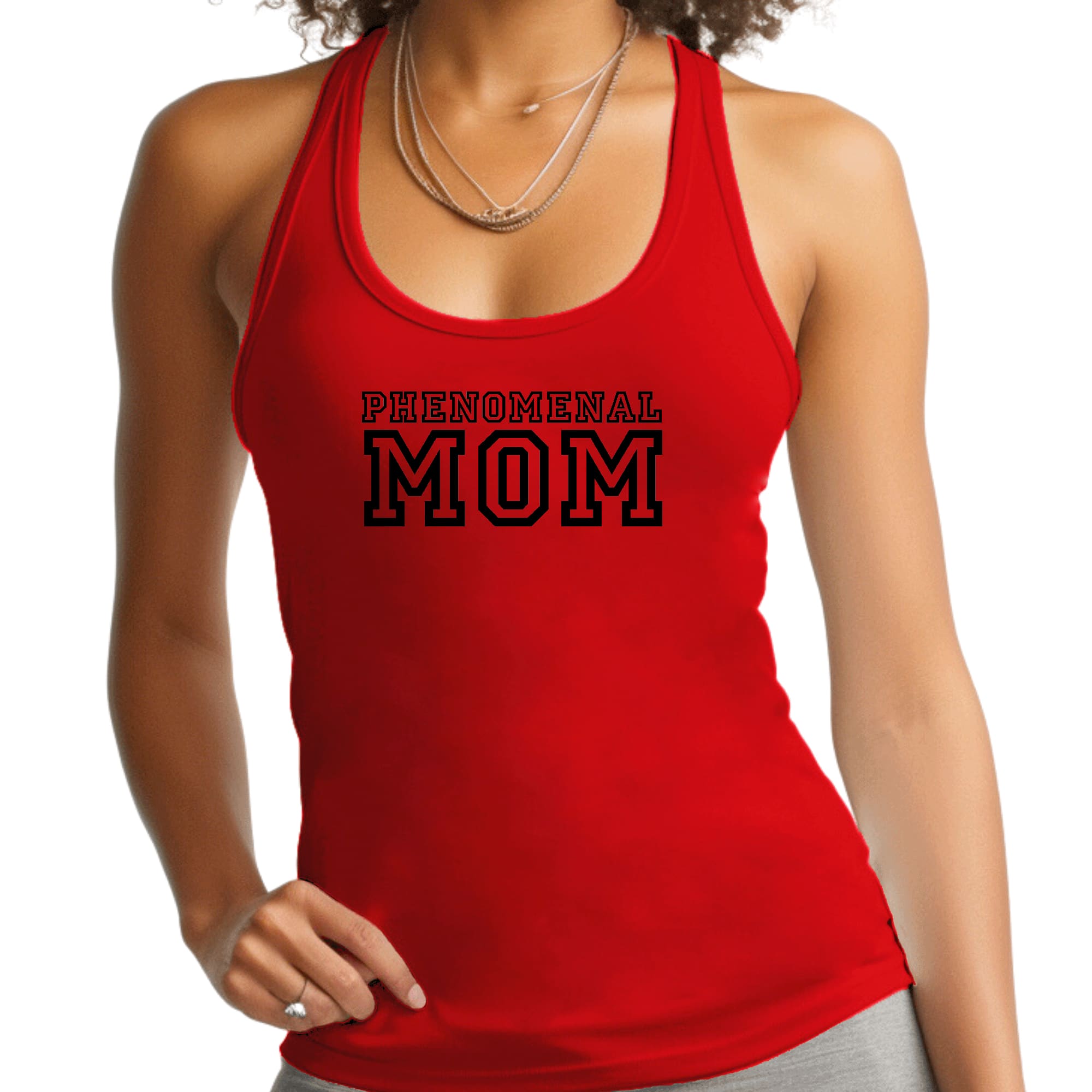 Womens Fitness Tank Top Graphic T-shirt - Phenomenal Mom Print