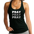 Womens Fitness Tank Top Graphic T-shirt Pray on it Over it Through