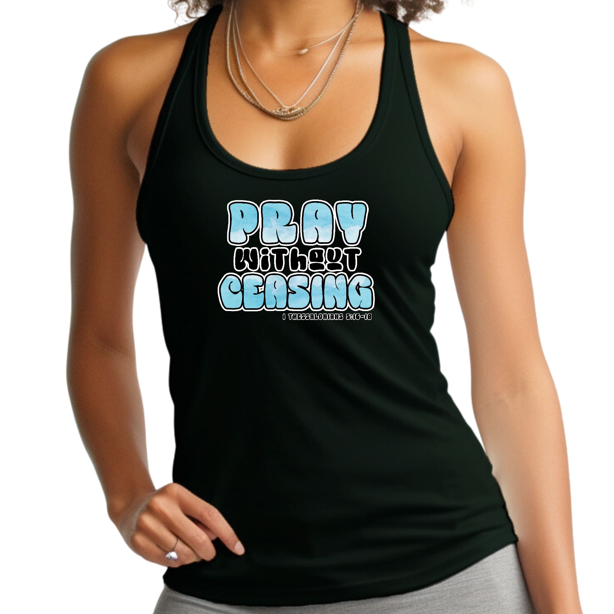 Womens Fitness Tank Top Graphic T-shirt Pray Without Ceasing