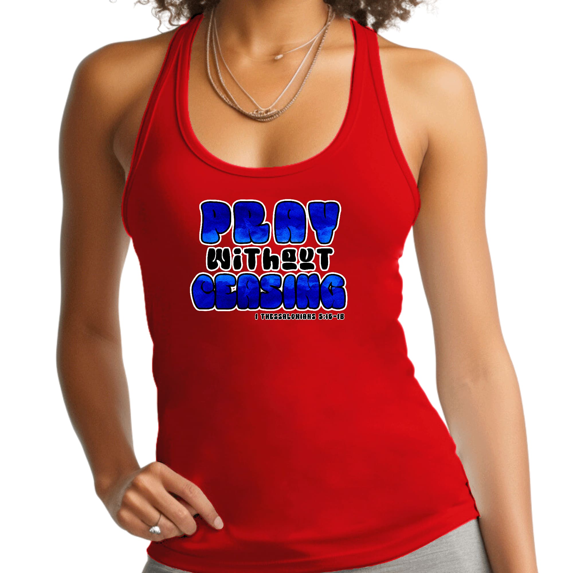 Womens Fitness Tank Top Graphic T-shirt - Pray Without Ceasing