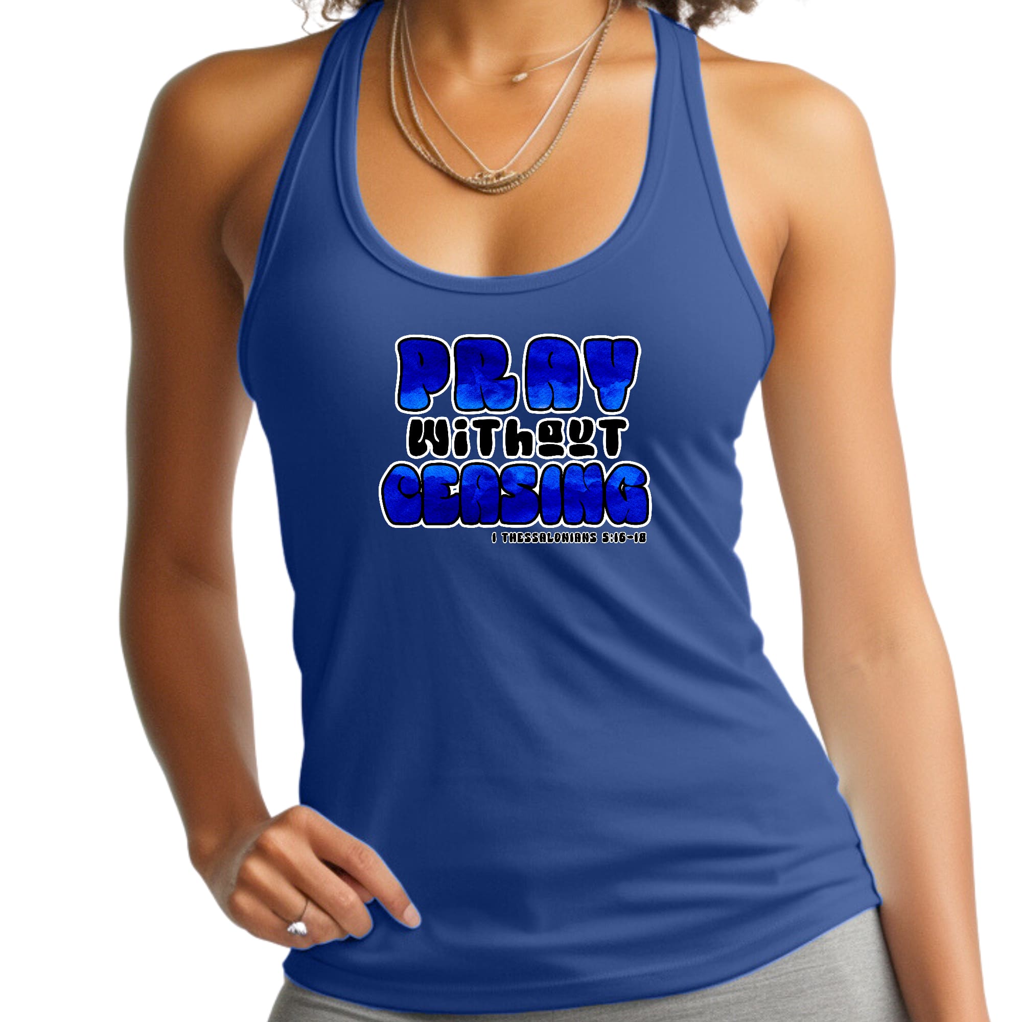 Womens Fitness Tank Top Graphic T-shirt - Pray Without Ceasing