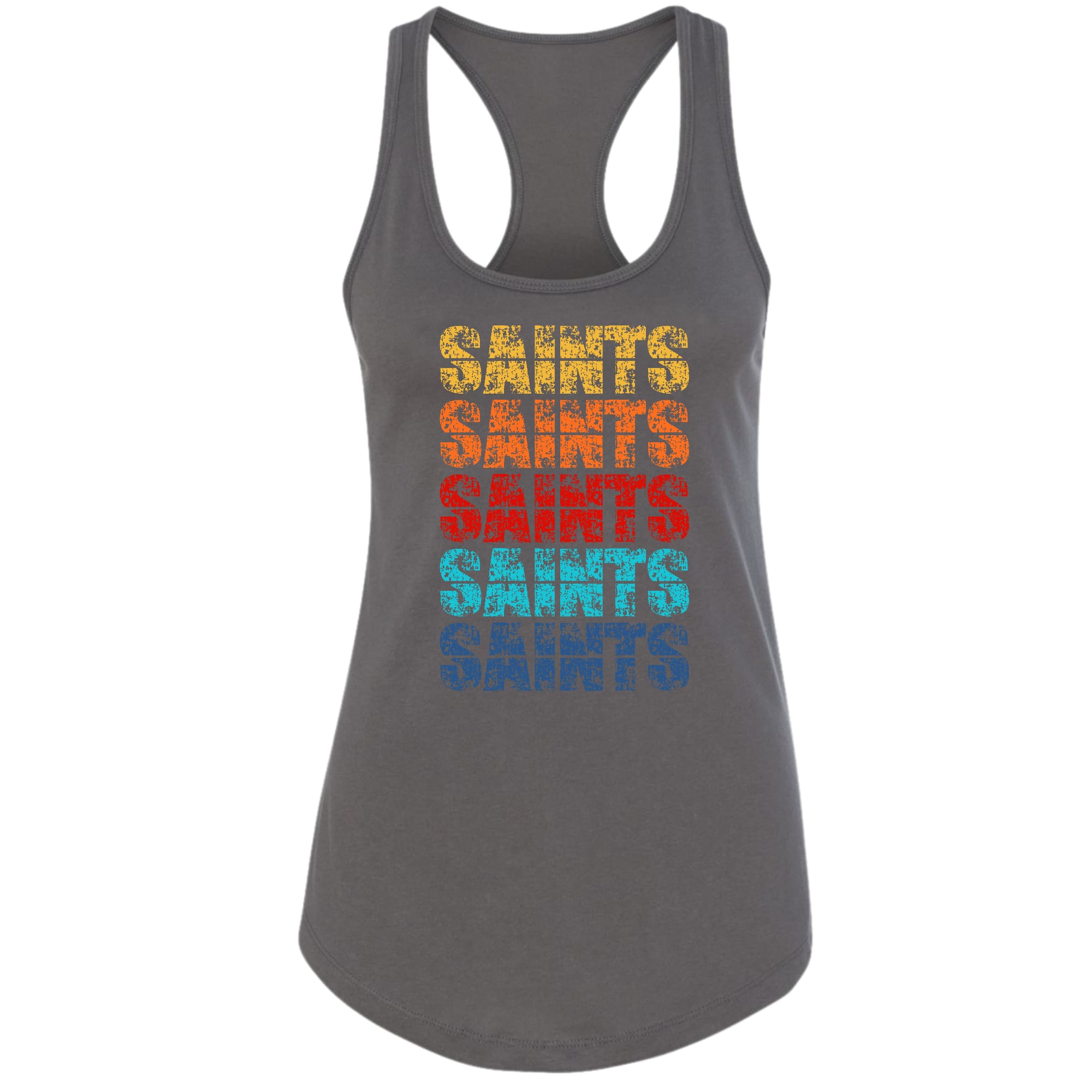 Womens Fitness Tank Top Graphic T-shirt - Saints Colorful Art