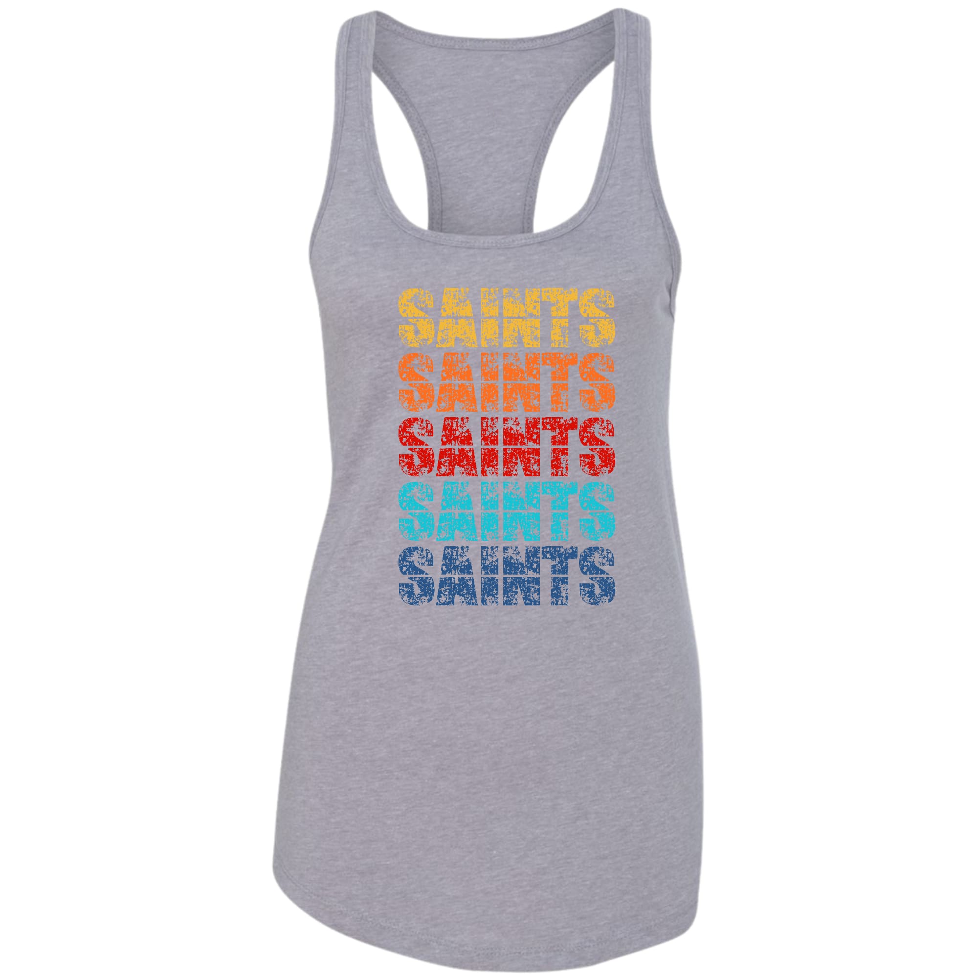 Womens Fitness Tank Top Graphic T-shirt - Saints Colorful Art