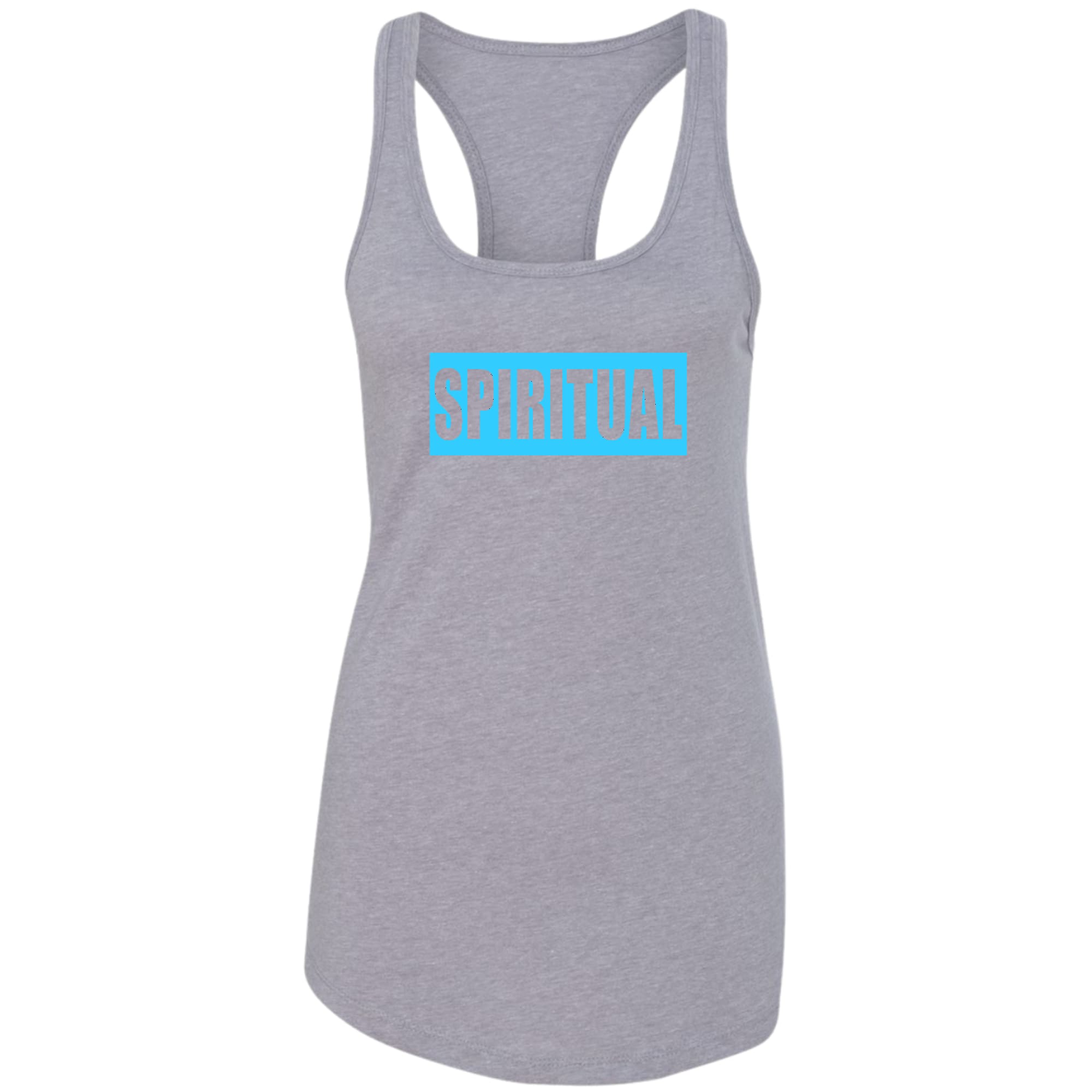 Womens Fitness Tank Top Graphic T-shirt - Spiritual Light Blue Print