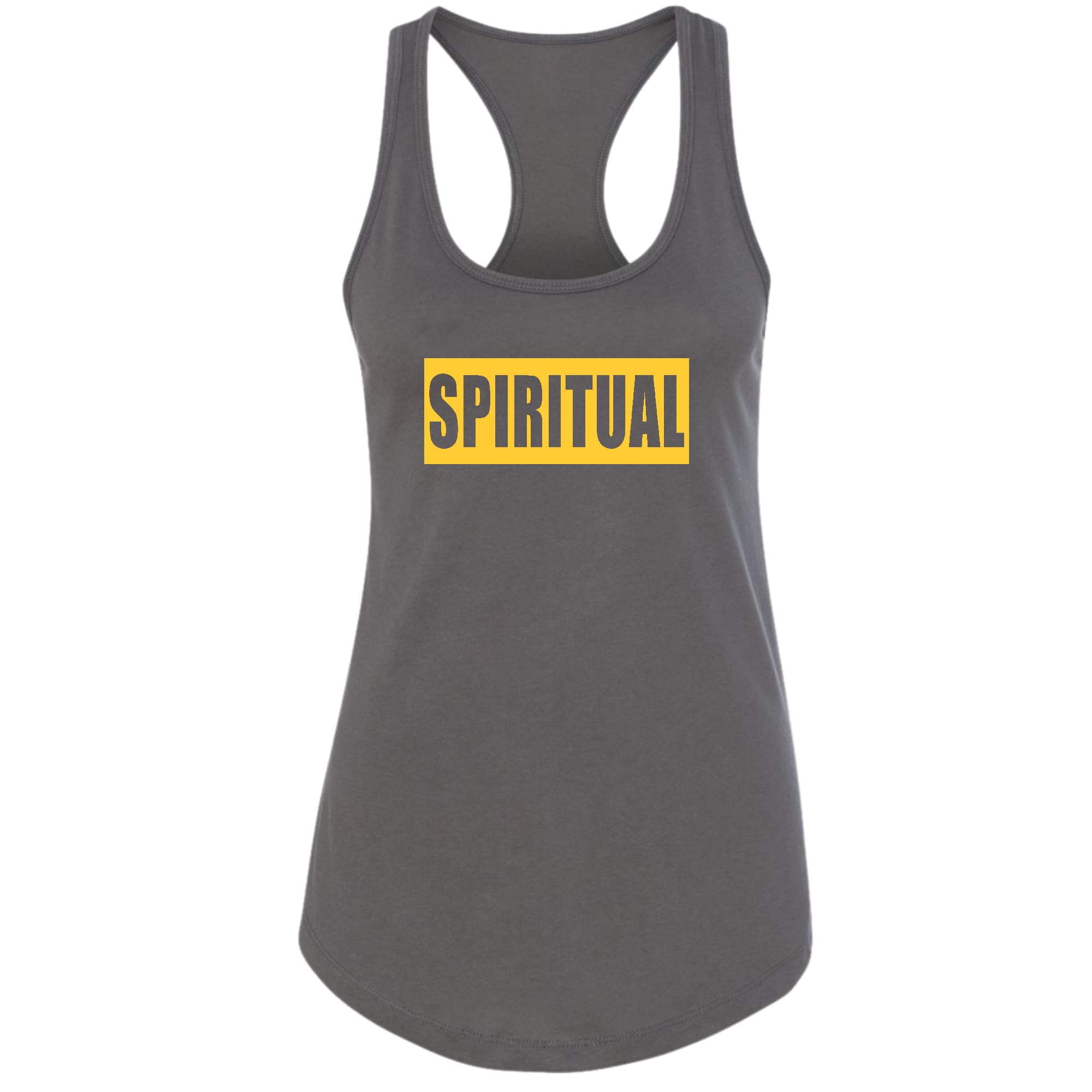 Womens Fitness Tank Top Graphic T-shirt - Spiritual Yellow Gold