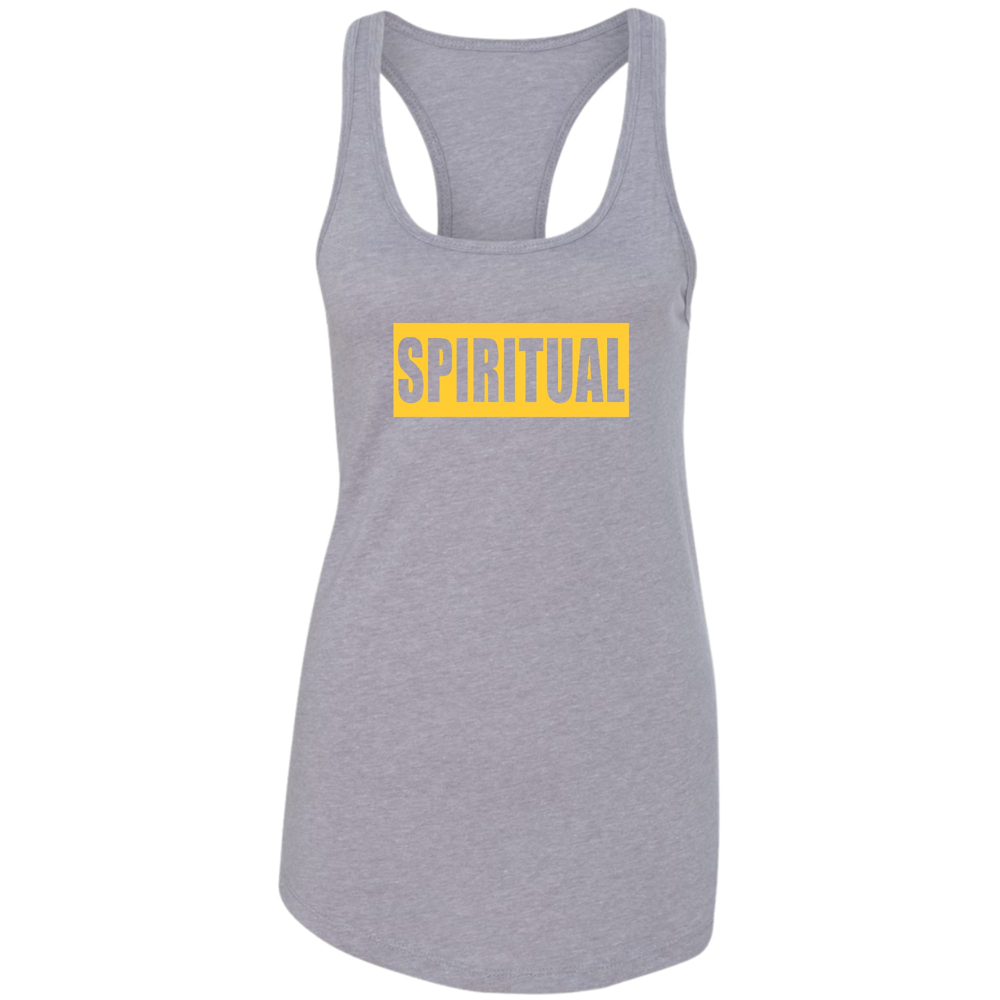Womens Fitness Tank Top Graphic T-shirt - Spiritual Yellow Gold