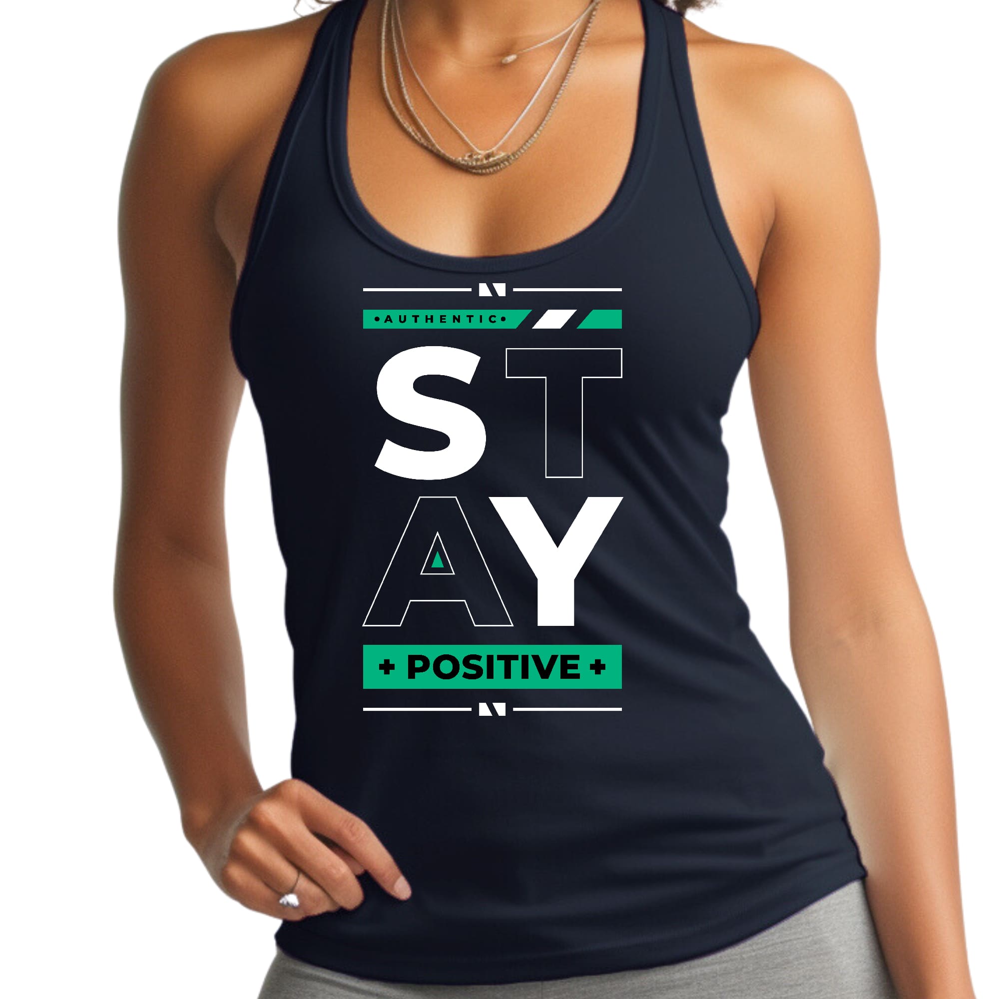 Womens Fitness Tank Top Graphic T-shirt Stay Positive