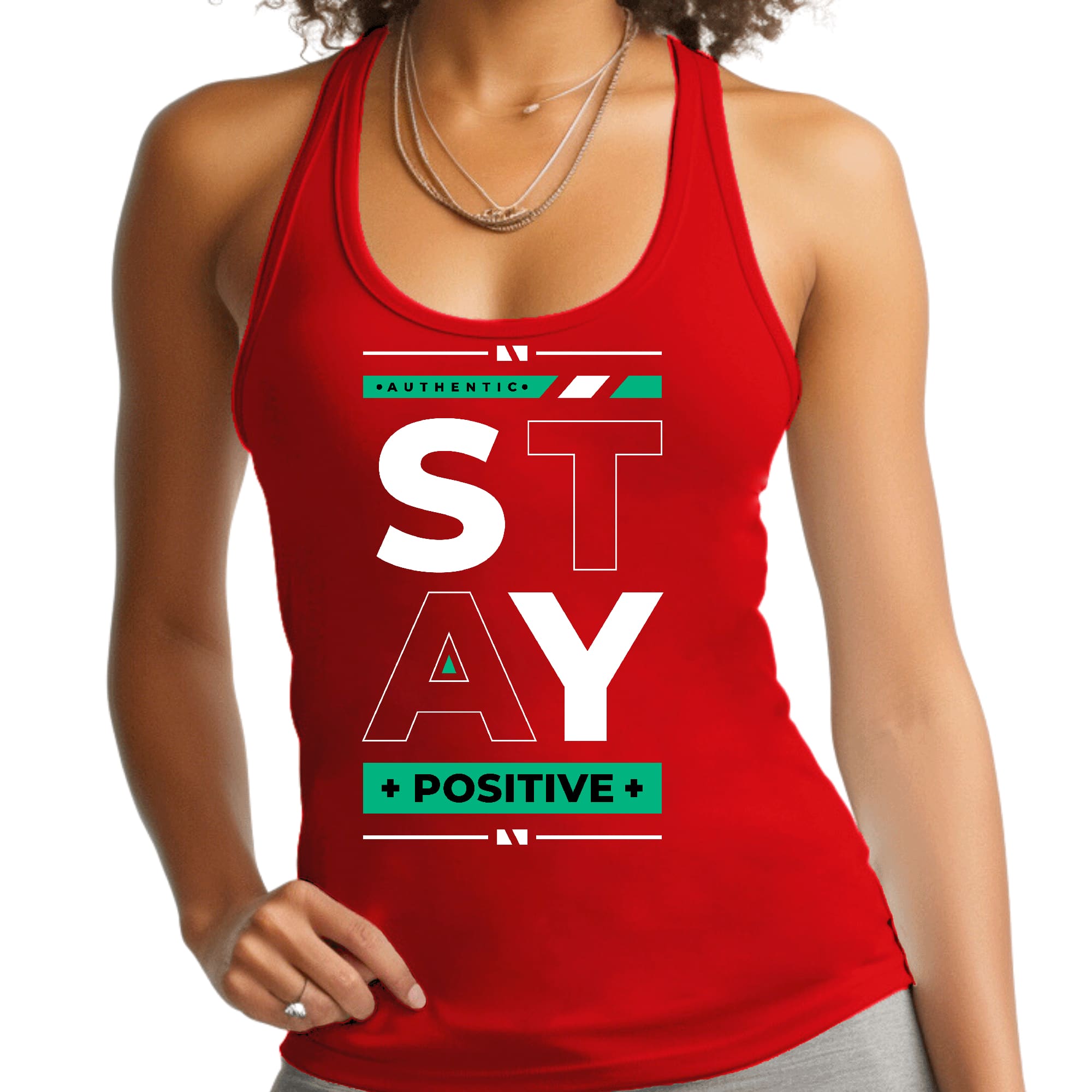Womens Fitness Tank Top Graphic T-shirt Stay Positive