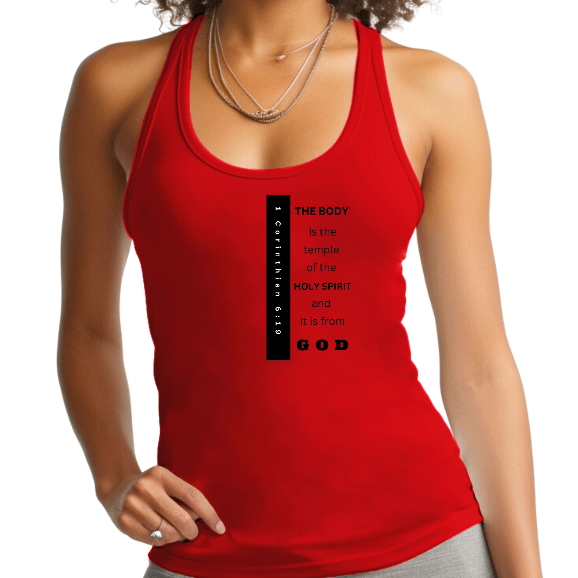 Womens Fitness Tank Top Graphic T-shirt - the Body is the Temple Print