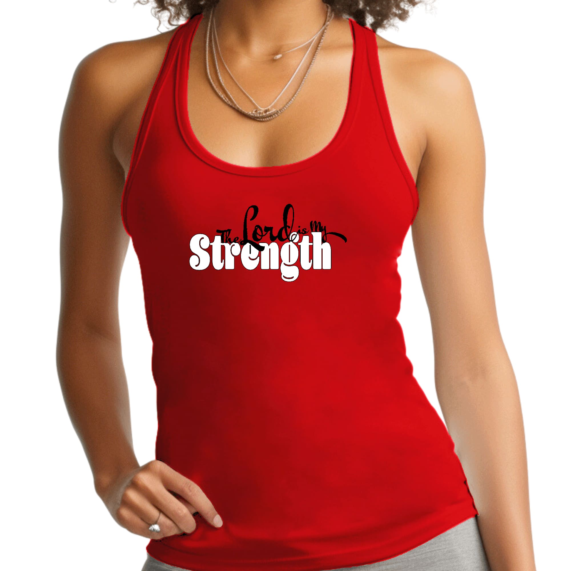 Womens Fitness Tank Top Graphic T-shirt - the Lord is my Strength Print
