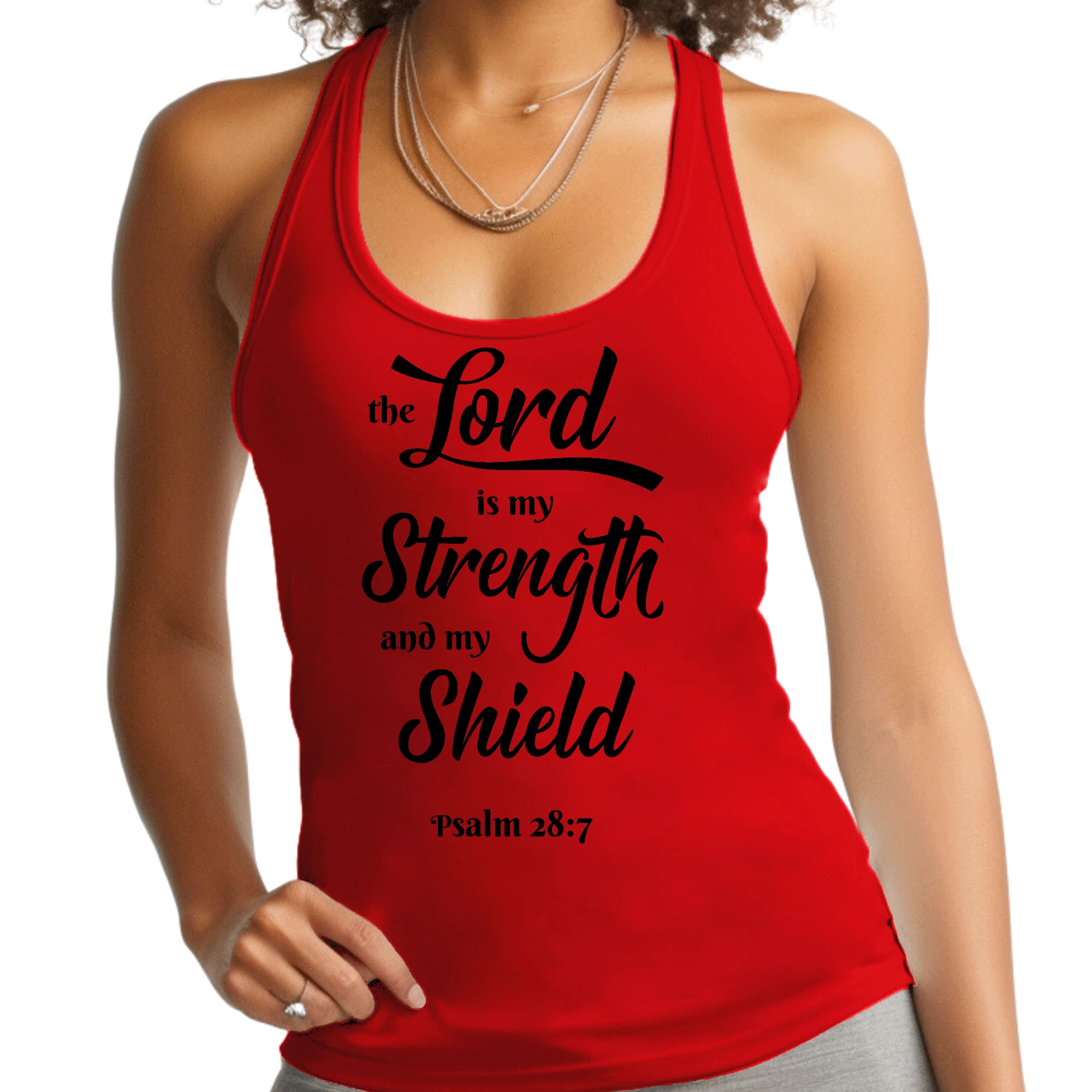 Womens Fitness Tank Top Graphic T-shirt - the Lord is my Strength