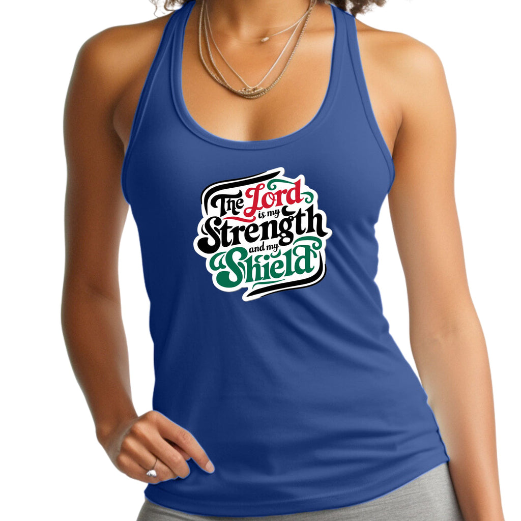 Womens Fitness Tank Top Graphic T-shirt - the Lord is my Strength