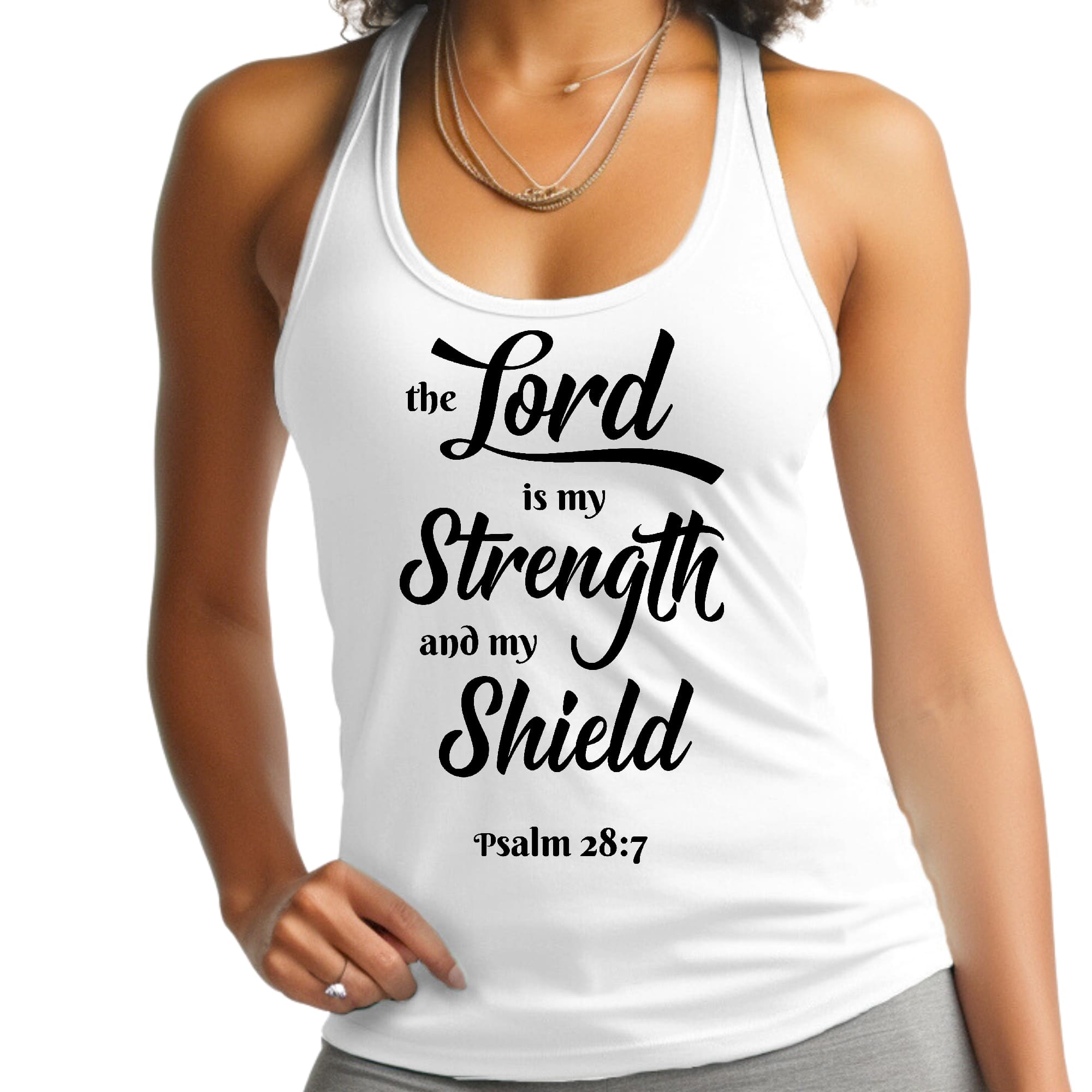 Womens Fitness Tank Top Graphic T-shirt - the Lord is my Strength