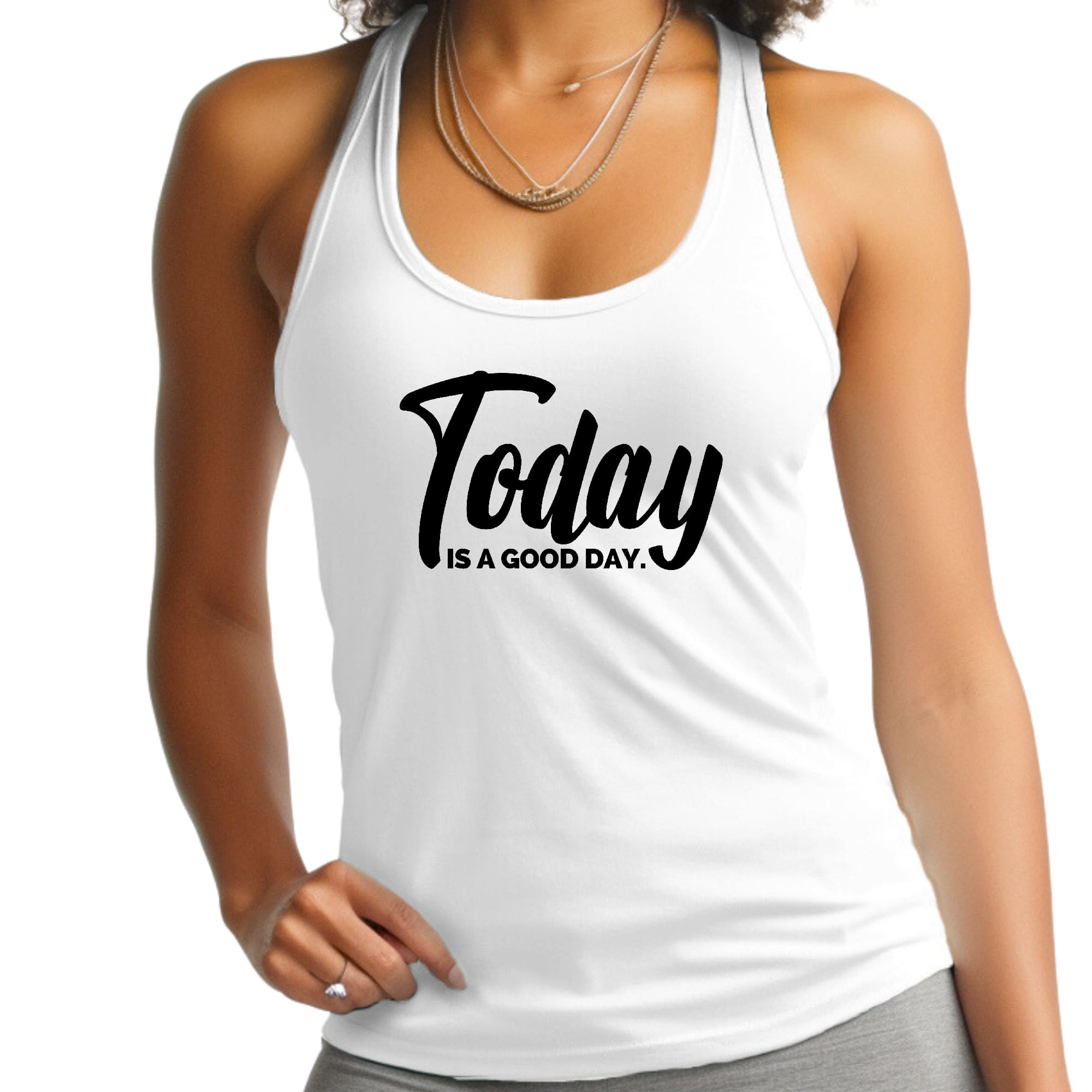 Womens Fitness Tank Top Graphic T-shirt - Today is a Good Day Black