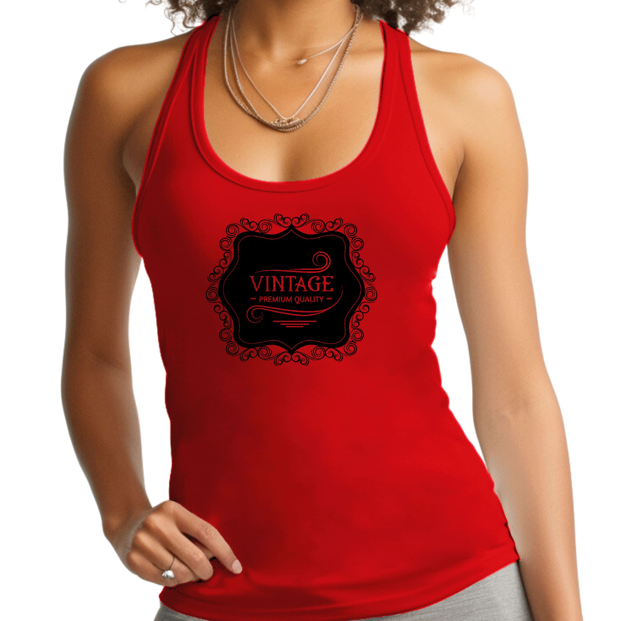 Womens Fitness Tank Top Graphic T-shirt Vintage Premium Quality Black