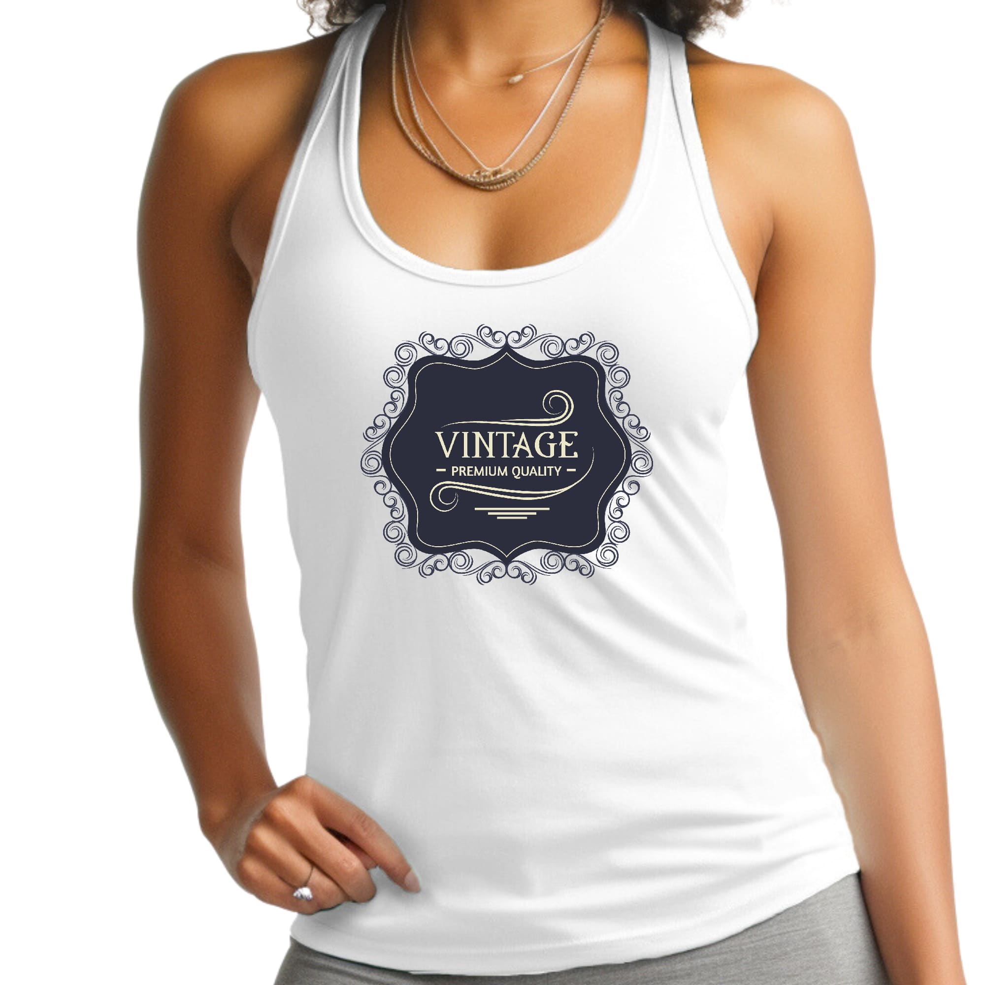 Womens Fitness Tank Top Graphic T-shirt - Vintage Premium Quality