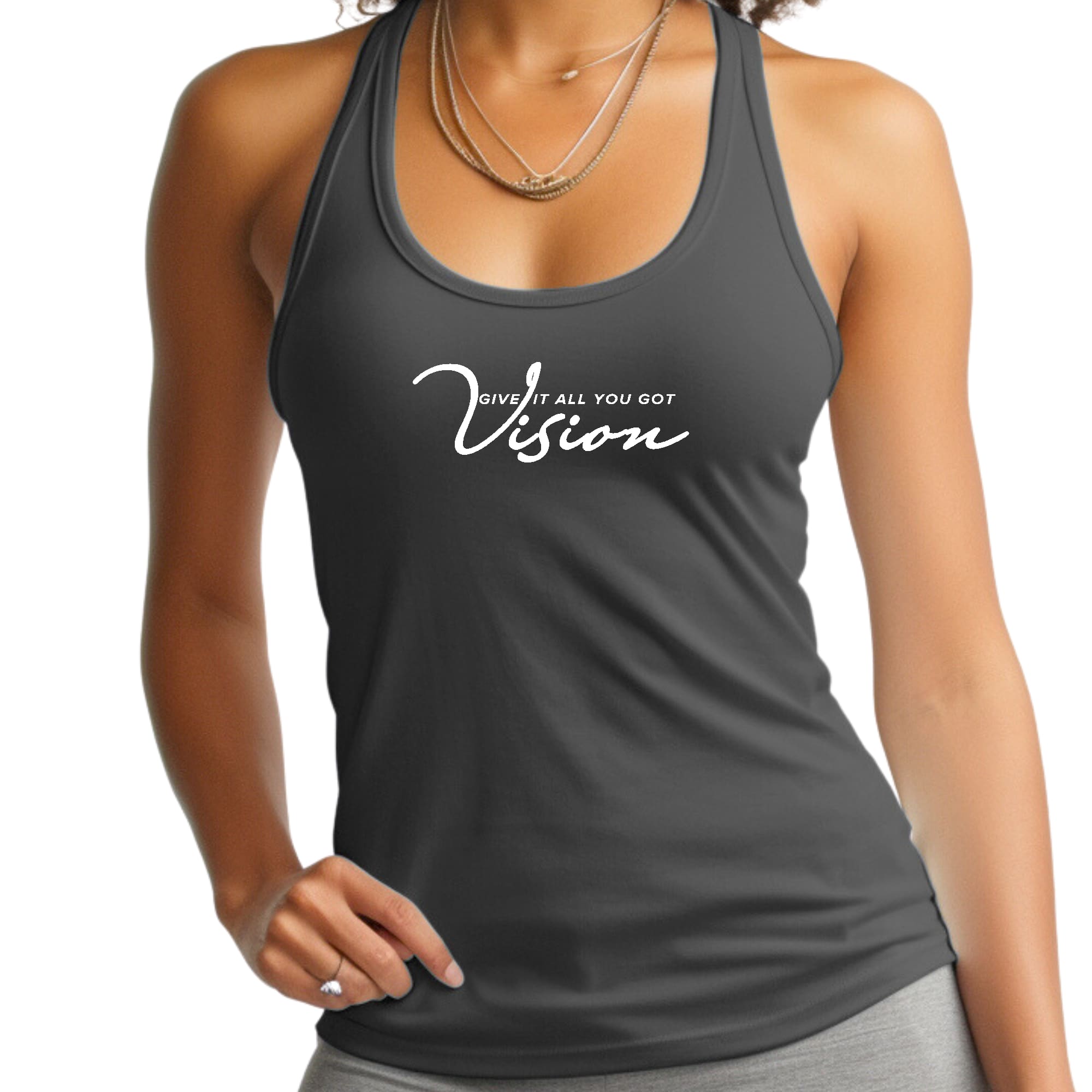 Womens Fitness Tank Top Graphic T-shirt Vision - Give it All you Got