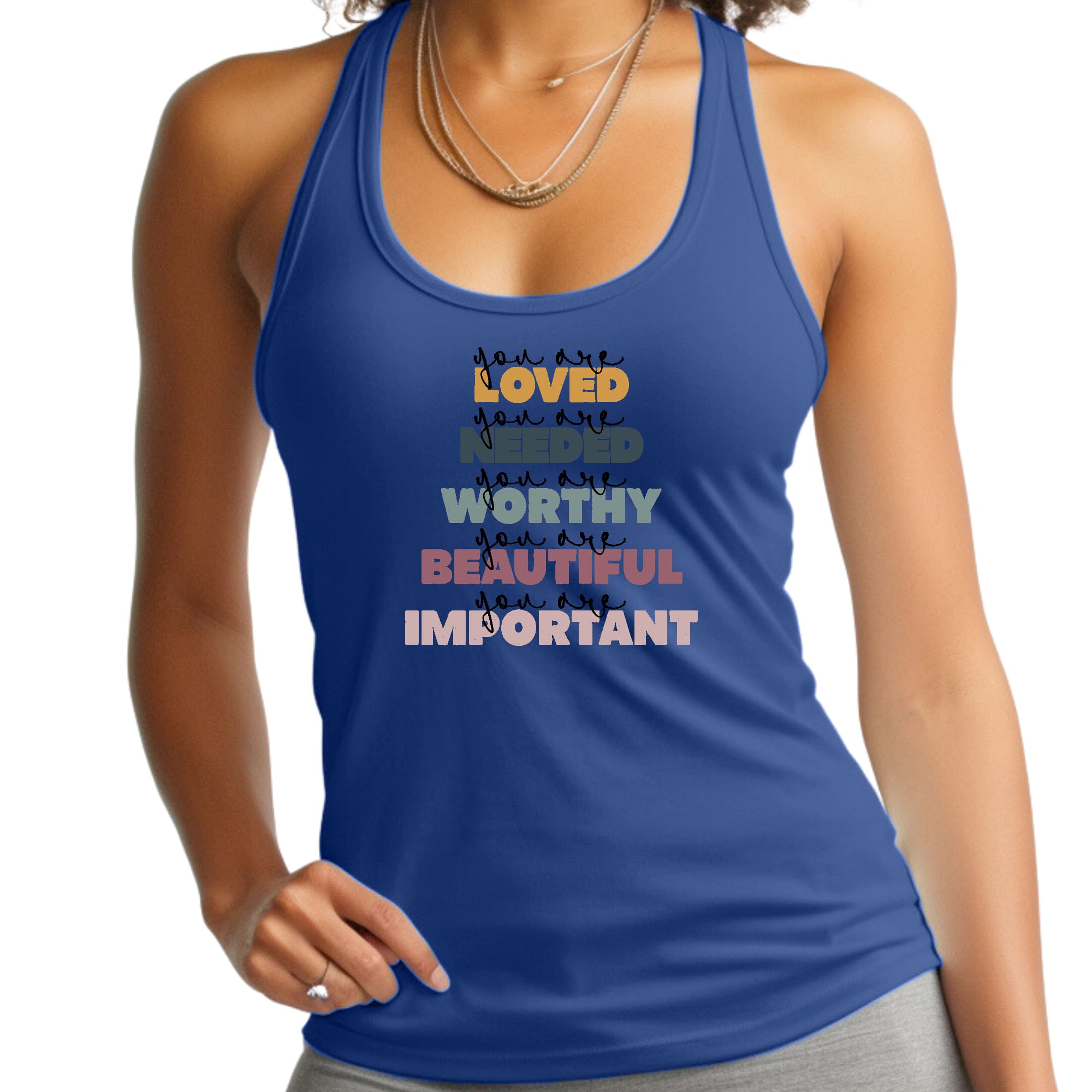 Womens Fitness Tank Top Graphic T-shirt - you are Loved Inspiration