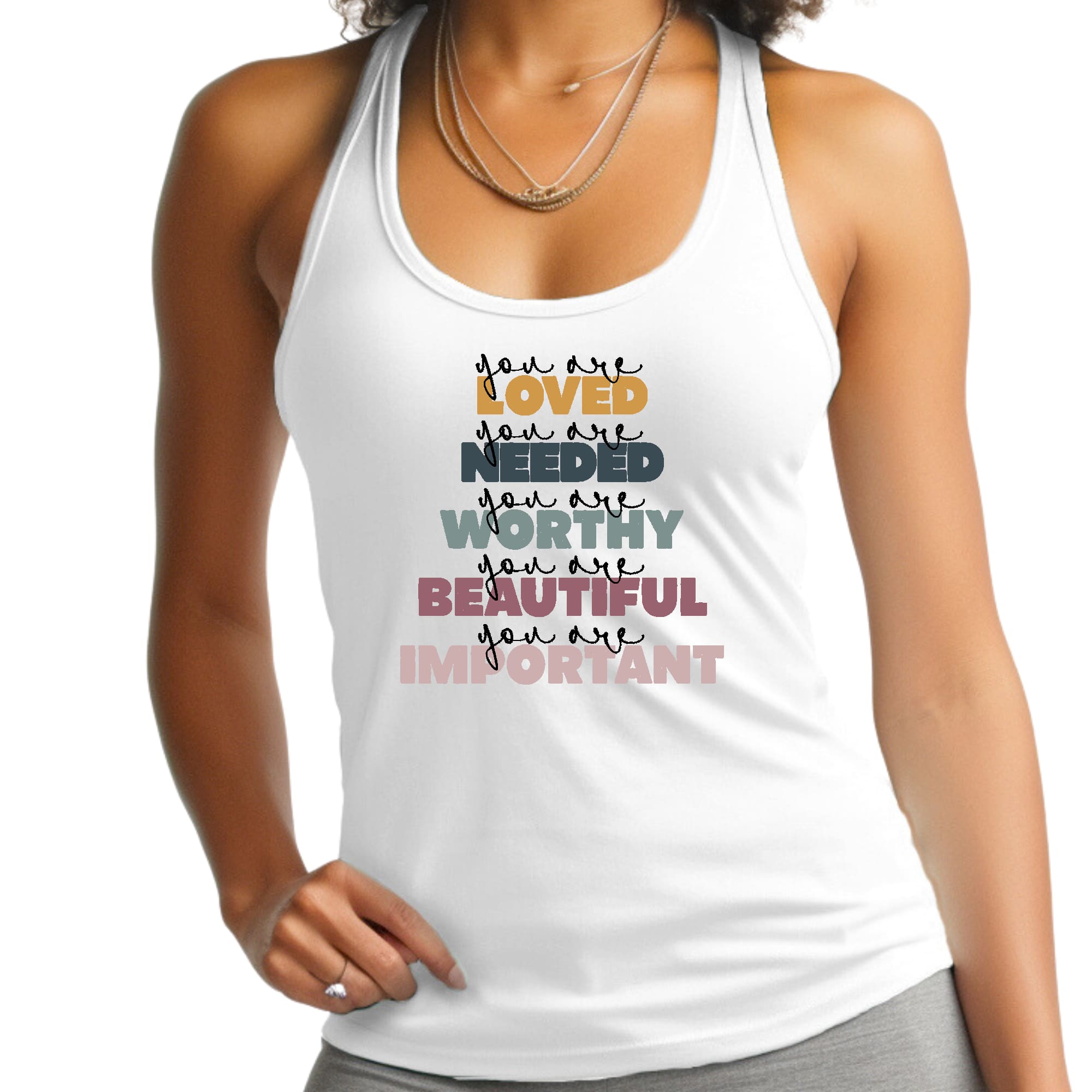 Womens Fitness Tank Top Graphic T-shirt - you are Loved Inspiration