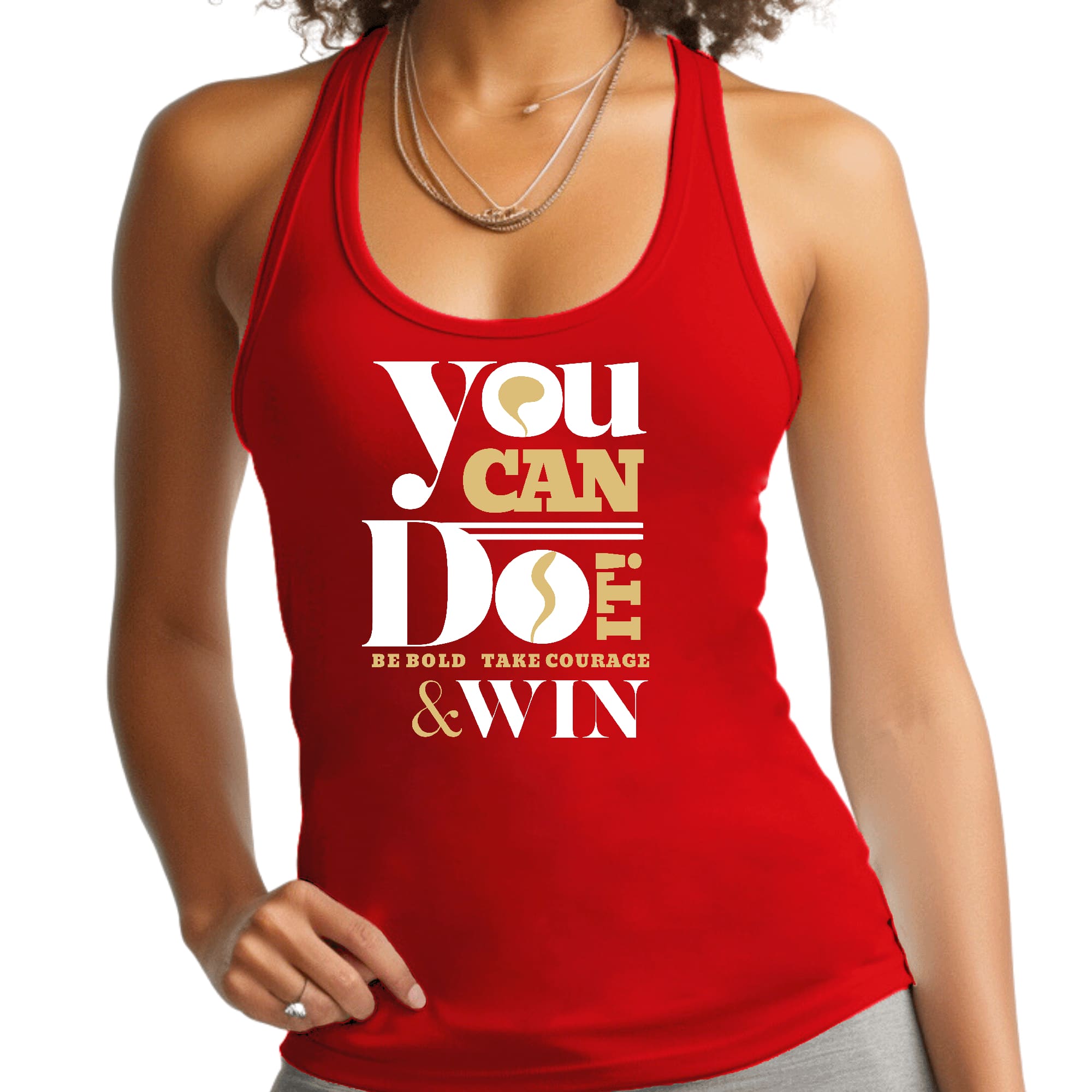 Womens Fitness Tank Top Graphic T-shirt you can do it - be Bold Take