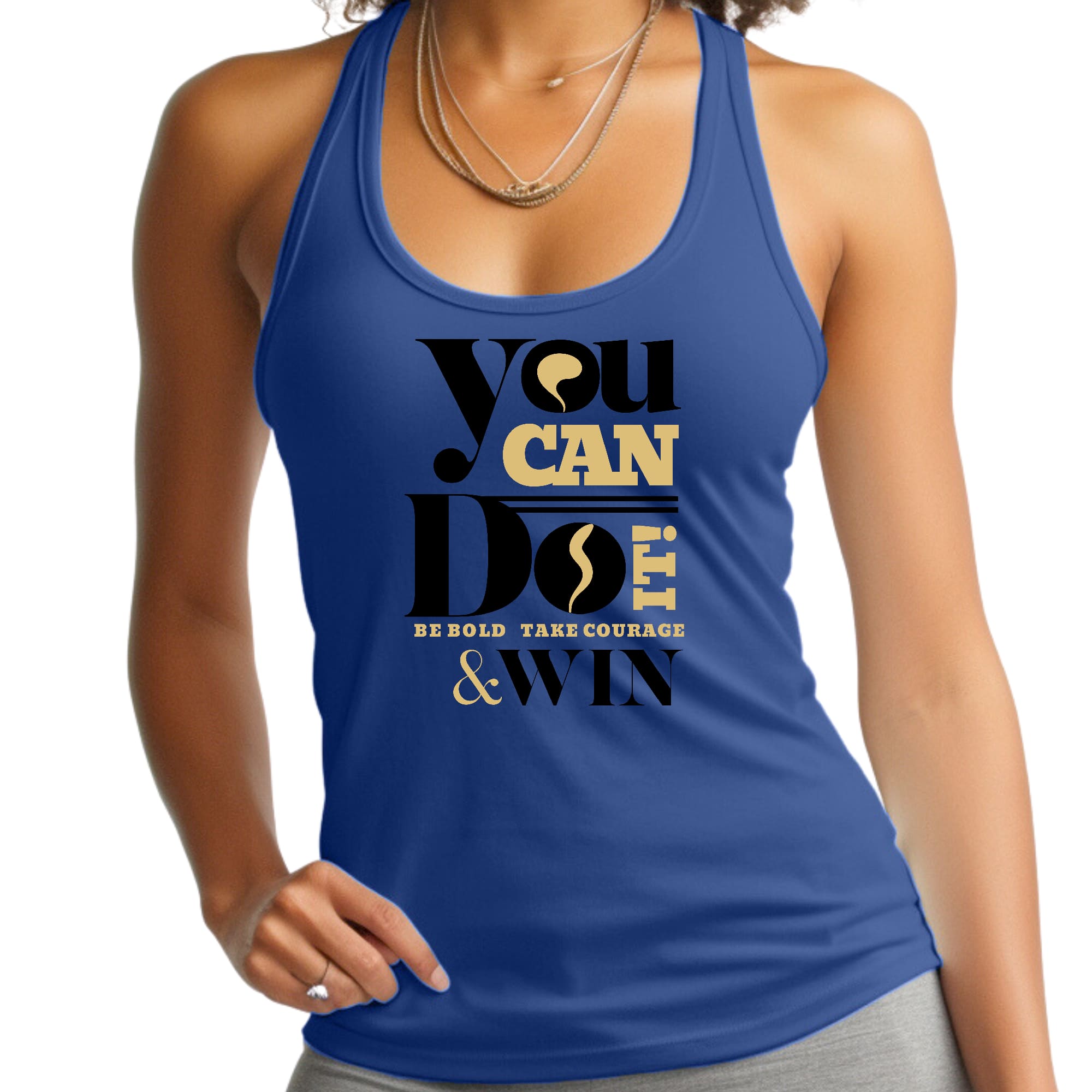 Womens Fitness Tank Top Graphic T-shirt - you can do it be Bold Take