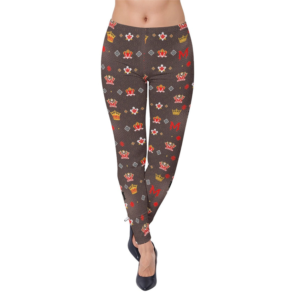 Munsieur Women's Luxury Print Leggings with Crown Design