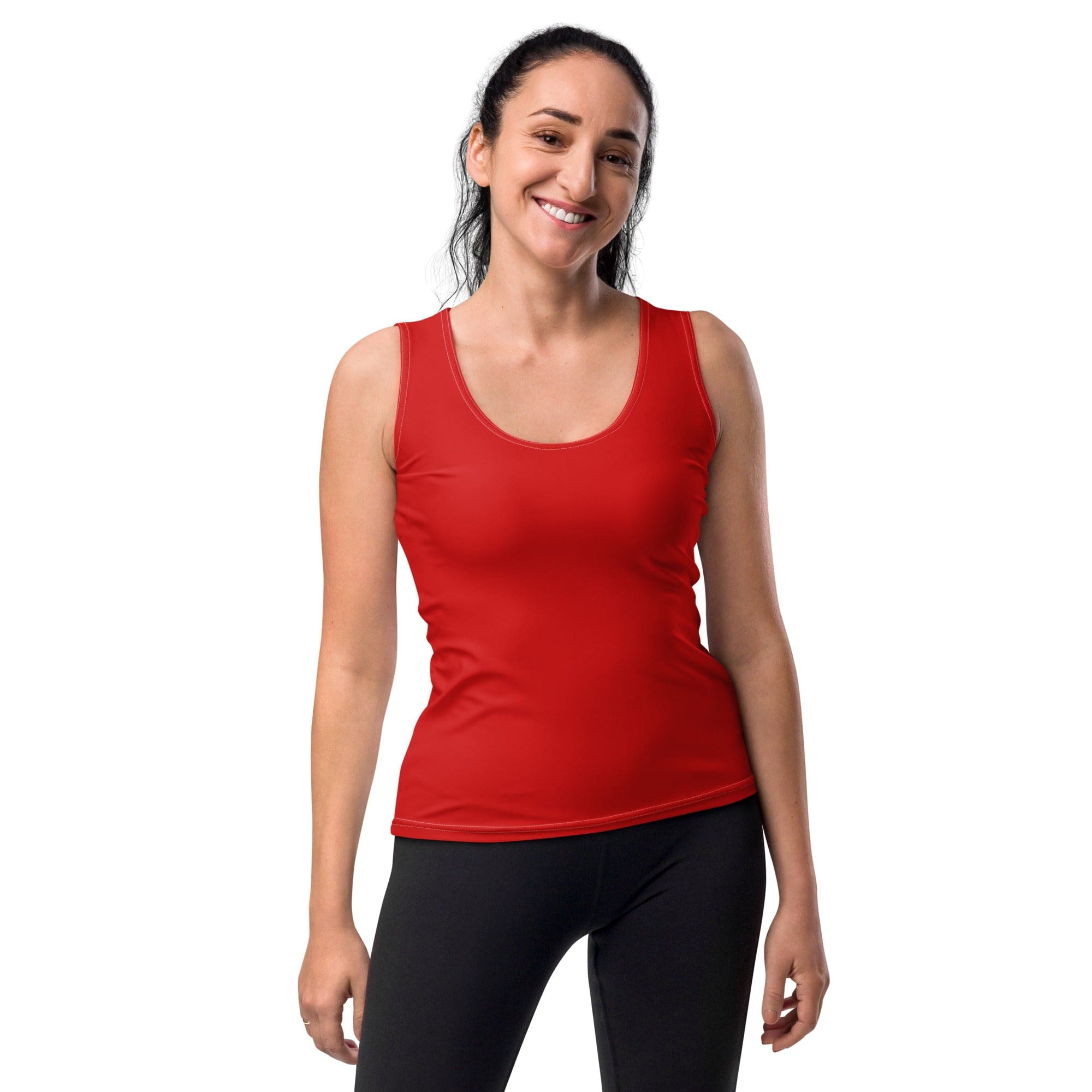 Womens Stretch Fit Tank Top - Vibrant Red Sleeveless Athletic Shirt for Workout