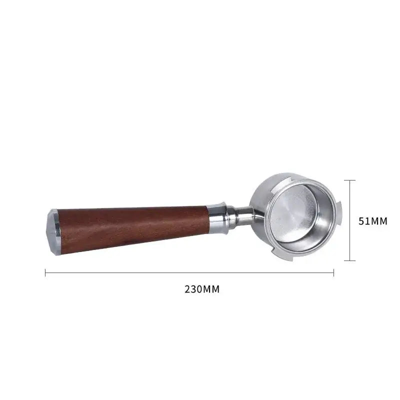 Wooden & black bottomless portafilter handle kitchen coffee filter