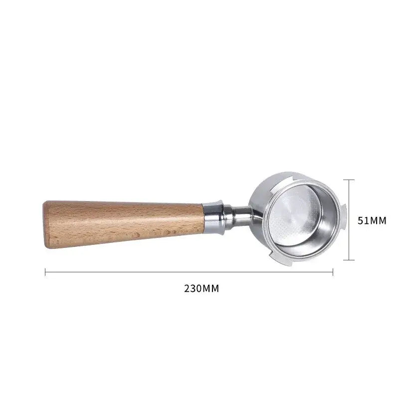 Wooden & black bottomless portafilter handle kitchen coffee filter
