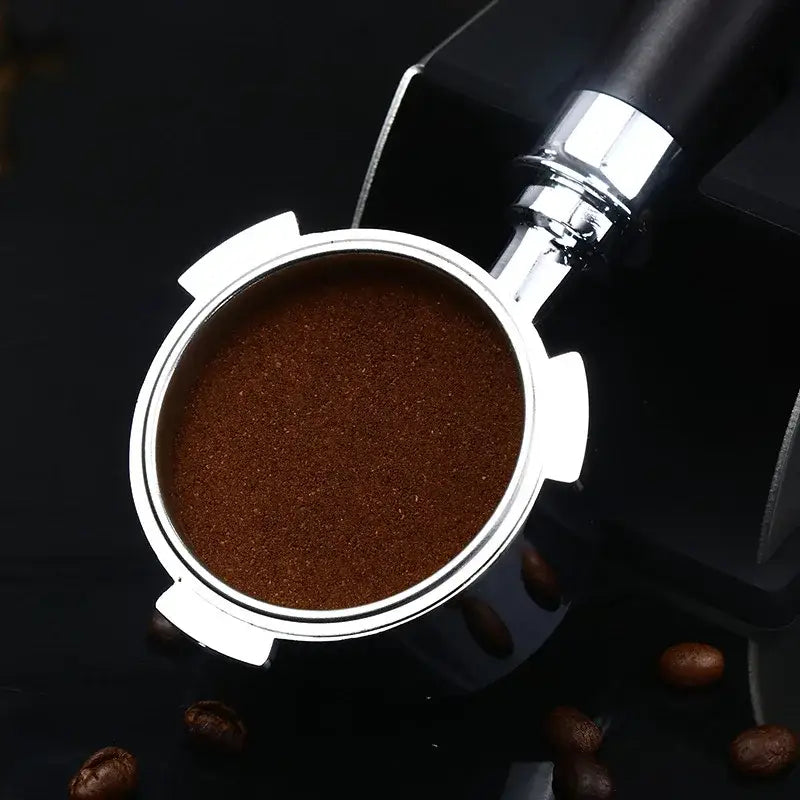 Wooden & black bottomless portafilter handle kitchen coffee filter