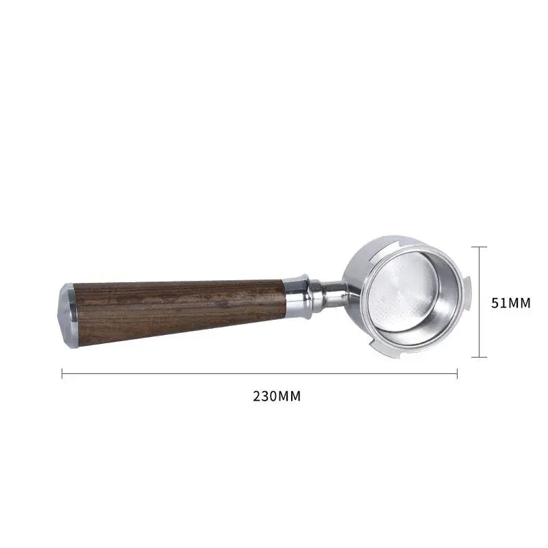 Wooden & black bottomless portafilter handle kitchen coffee filter