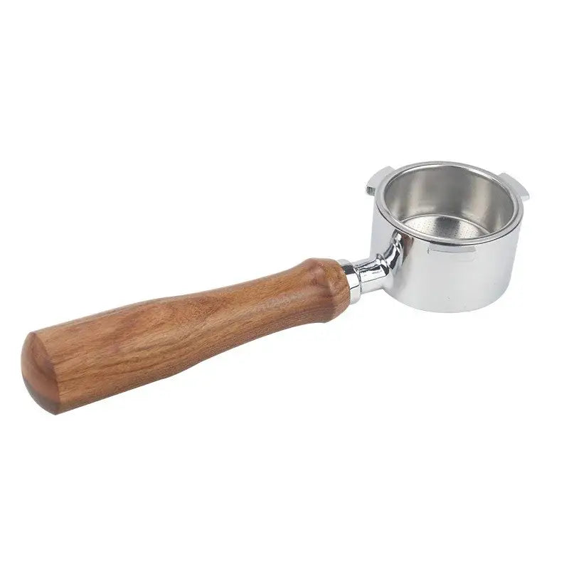 Wooden & black bottomless portafilter handle kitchen coffee filter